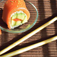 Sushi roll with avocado and sulmon