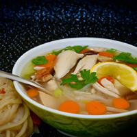 Thick chicken noodle soup