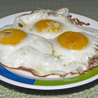 Three fried eggs