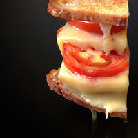 Toasted tomato and cheese sandwich