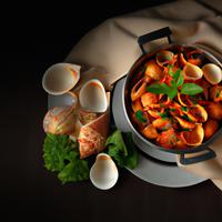 Tom yum shell pasta