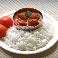 Tomato pappu curry and white rice
