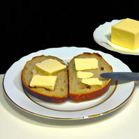Two slices of sour dough bread with butter