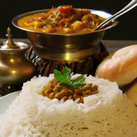 White rice with lentil curry