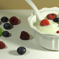 White yogurt with berries