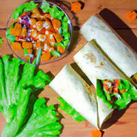 Wrap with vegetables and fried balls