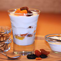 Yogurt with mixed nuts and dried fruits