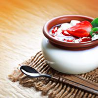 Yogurt with strawberry jam