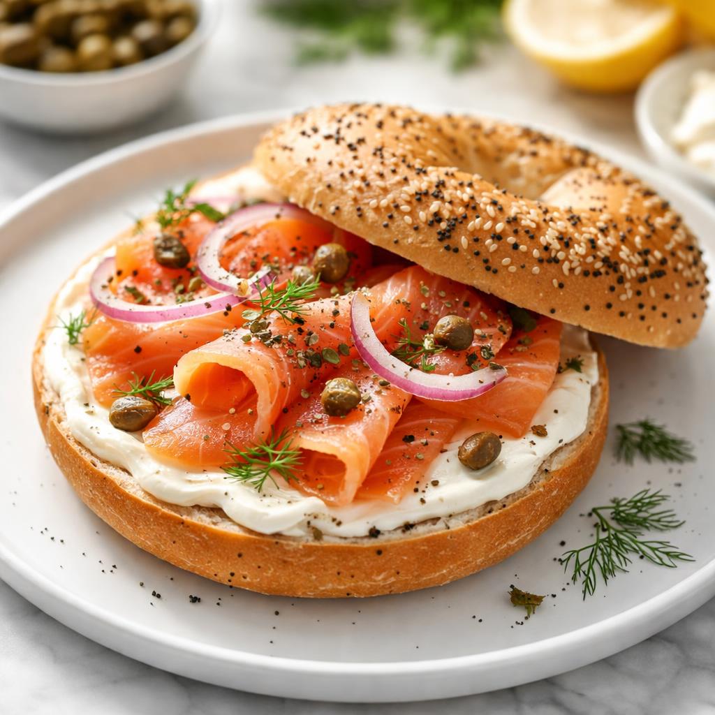 Bagel With Cream Cheese And Smoked Salmon