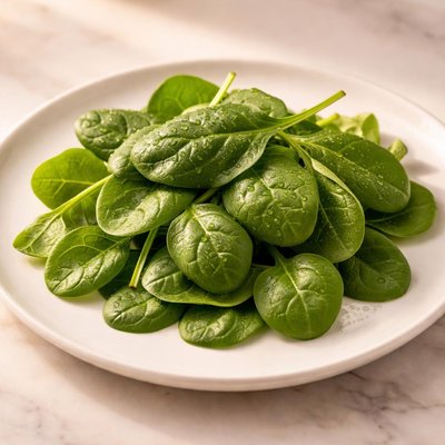 A handful of baby spinach
