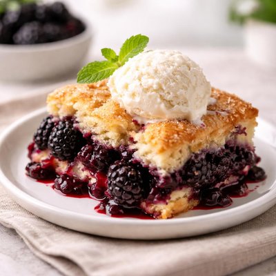 A piece of blackberry cobbler
