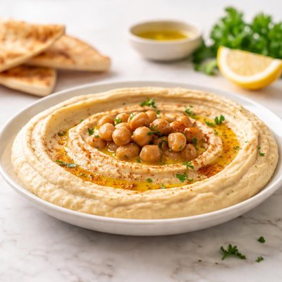 A plate of hummus