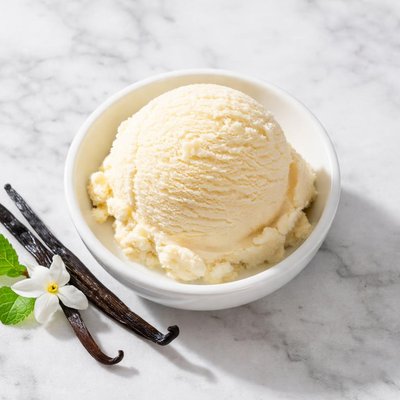 A scoop of blue bell vanilla icecream