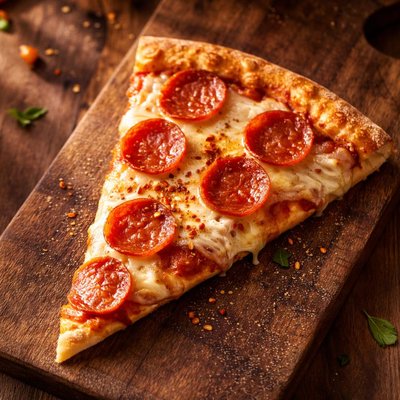 A slice pepperoni pizza large