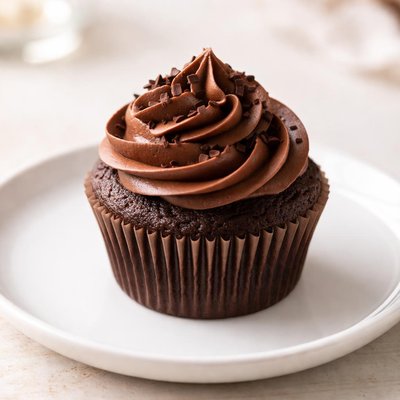 A small chocolate cupcake