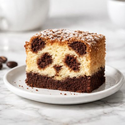 A small slice of panda coffee cake
