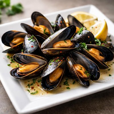 A steamed mussel