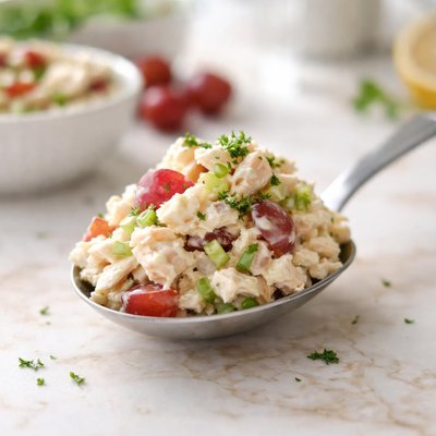 A tablespoon of chicken salad