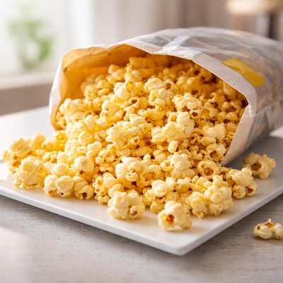 Una bolsa entera de palomitas de maíz para microondas de cine
