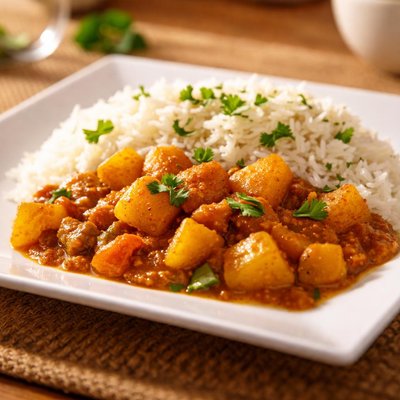 Aalo kaddu with rice