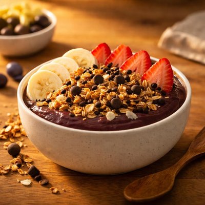 Acai bowl with granola and choc chips