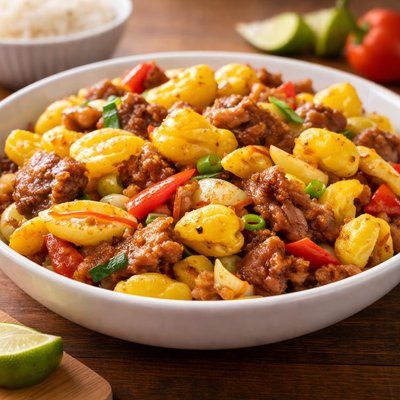 Ackee and corn pork