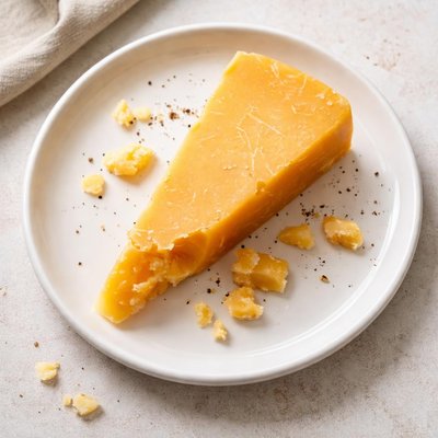 Aged sharp cheddar cheese slice