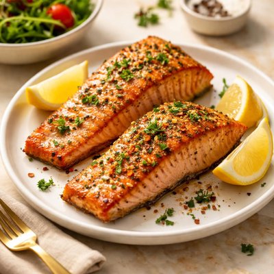 Air-fried salmon