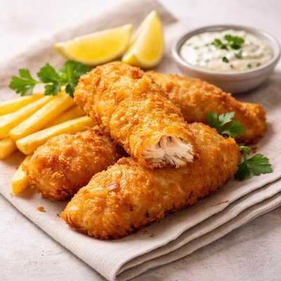 Air fried battered fish