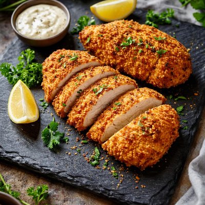 Air fried breaded chicken breast