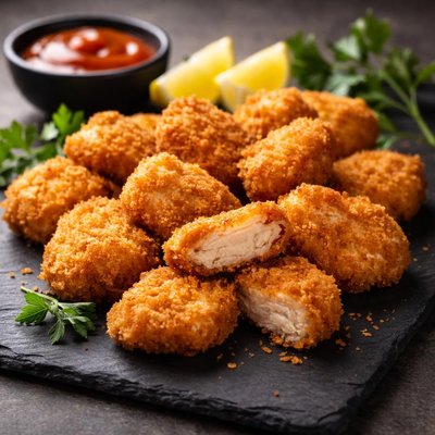 Air fried breaded chicken nuggets