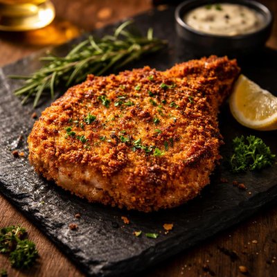 Air fried breaded pork chop