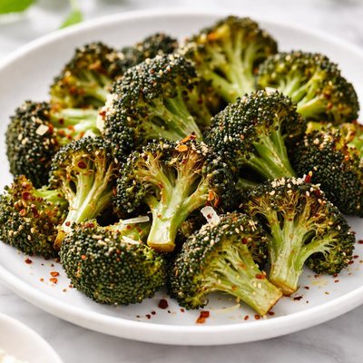Air fried broccoli