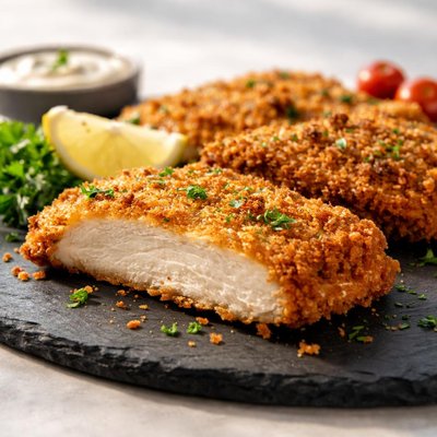Air fried chicken cutlet