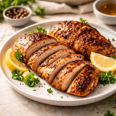 Air fried lean chicken breast