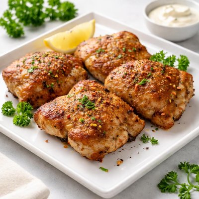 Air fried lean chicken thighs