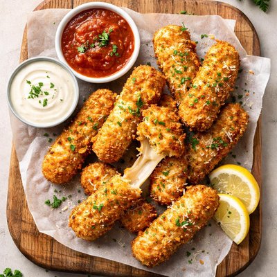 Air fried mozzarella cheese