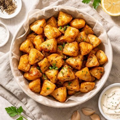 Air fried potato chunks