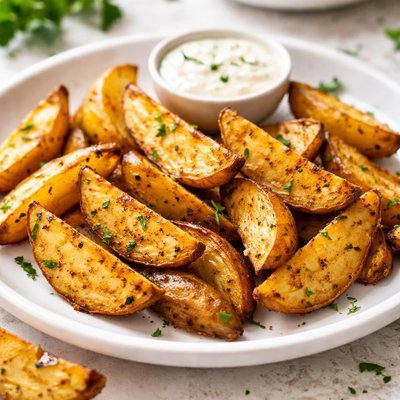Air fried potato wedges
