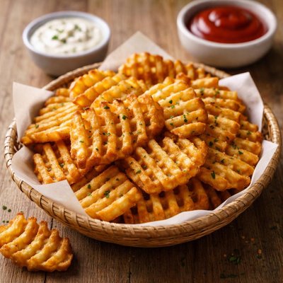 Air fried waffle fries