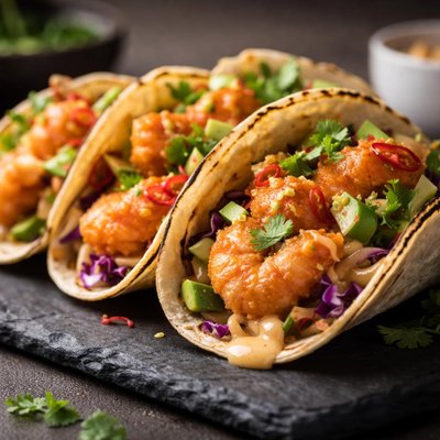 Air fryer bang bang shrimp taco