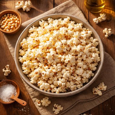 Air popped organic popcorn