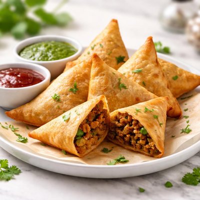 Airfried meat samosa
