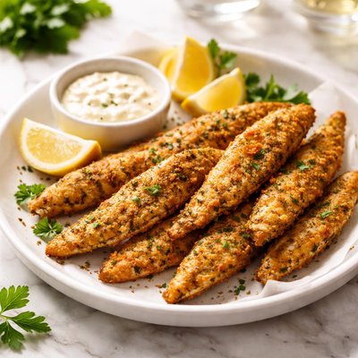 Airfried whiting fish