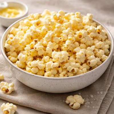 Airpopped  popcorn with butter