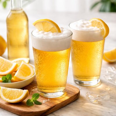 Alcohol free beer with lemon