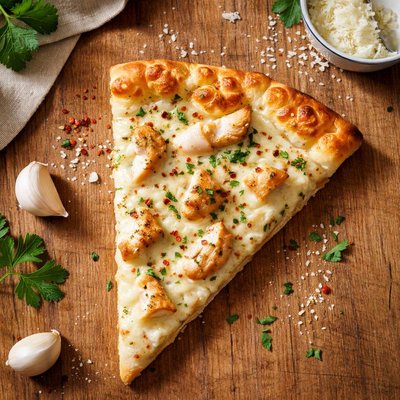 Alfredo pizza slice