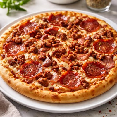 All meat pizza
