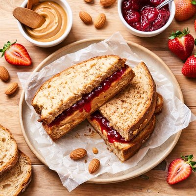 Almond butter and jelly sandwich