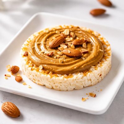 Almond butter on rice cake